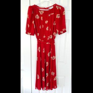 Vintage 70s, Canadian made, red floral dress